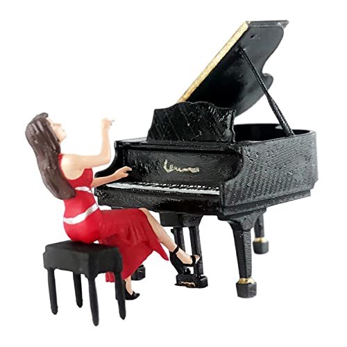 pistro Klassische Klavierfigur im Maßstab 1:64, Miniatur-Pianistenfigur, handbemalt, Kunstharz, Tischdekoration, Rot / Schwarz pistro Klassische Klavierfigur im Maßstab 1:64, Miniatur-Pianistenfigur, handbemalt, Kunstharz, Tischdekoration, Rot / Schwarz von pistro