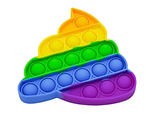 planetextra Bubble Fidget - Pop it Bubble Sensory Push Silikon Stress Toy Relief Spielzeug Squeeze (Kackhaufen Rainbow) von planetextra