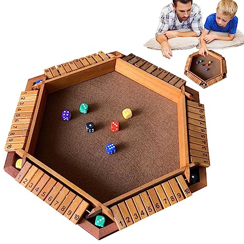 Shut The Box Spiel - 6 Spieler Shut The Box Holz Tisch Spiel | Klassisch Würfelspiel Board Spielzeug | Traditional Pub Board Würfelspiele | Für Geburtstag, Familie, Party von planning