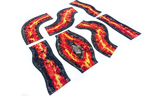 2D modulares Fluss-Set für Warmachine & Hordes, Warhammer Age of Sigmar, Warhammer 40k, Star Wars Legion - Lava - 7 Teile von PLAYMATS