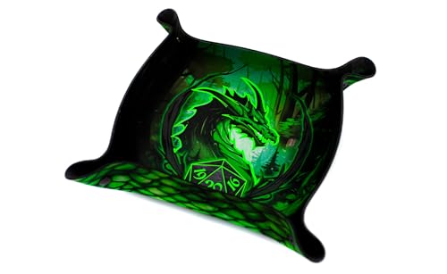 Premium Würfeltablett mit Zierleisten - Im Dunkeln leuchten Green Dragon von playmats.eu
