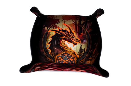 Premium Würfeltablett mit Zierleisten - Im Dunkeln leuchten Red Dragon von playmats.eu