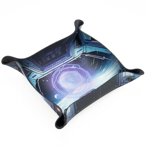 Premium Würfeltablett mit Zierleisten - Im Dunkeln leuchten Spaceship HUD von playmats.eu