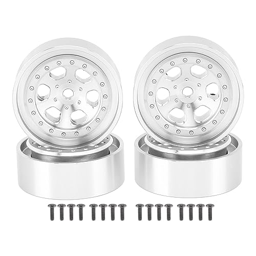 1,3 Zoll Felge, Beadlock-Felge aus Aluminiumlegierung für Traxxas TRX4M 1/18 RC Crawler, hohe Verschleißfestigkeit, verbesserte Balance, 4 Stück (Silber) von plplaaoo