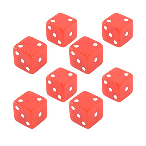 6 -seitige Würfel Set 8PCS Square Corner Standard -Würfelswürfel Haltbarer Wirkung Resistent Plastic Dice für Brettspiele Klassenzimmer Mathematikunterricht Bildungsspielzeug (Rot) von plplaaoo