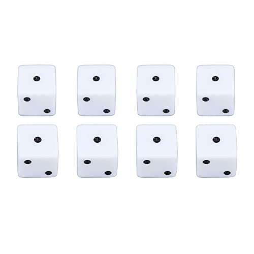 6 -seitige Würfel Set 8PCS Square Corner Standard -Würfelswürfel Haltbarer Wirkung Resistent Plastic Dice für Brettspiele Klassenzimmer Mathematikunterricht Bildungsspielzeug (Weiß) von plplaaoo