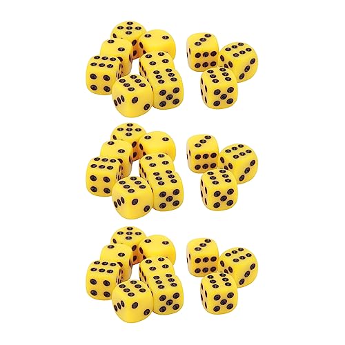 DICE Set 30pcs Round Ecken Kunststoff 6 -seitig Würfelwürfeln für Brettspiele und Mathematikunterricht langlebiger leichtes Gewicht 16mm (Gelb) von plplaaoo