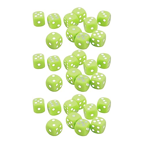 DICE Set 30pcs Round Ecken Kunststoff 6 -seitig Würfelwürfeln für Brettspiele und Mathematikunterricht langlebiger leichtes Gewicht 16mm (Hellgrün) von plplaaoo