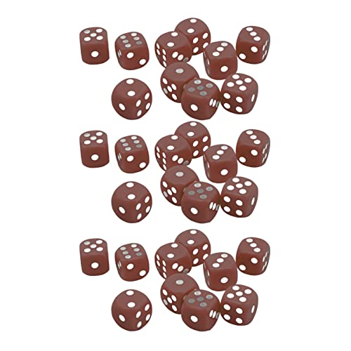 DICE Set 30pcs Round Ecken Kunststoff 6 -seitig Würfelwürfeln für Brettspiele und Mathematikunterricht langlebiger leichtes Gewicht 16mm (Kaffeefarbe) von plplaaoo