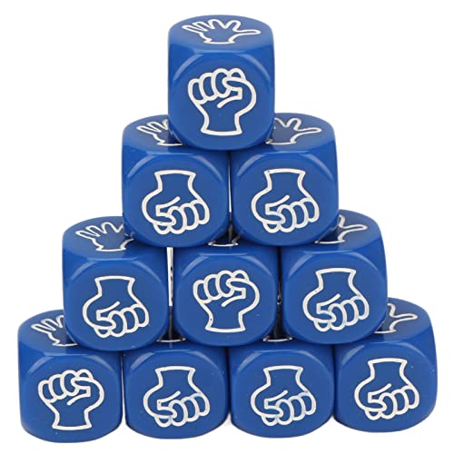 Fingerraten Spiel Würfel hellfarbener Bildungsluft Kunststoff 6 -seitig Würfel Set für Partyspiele und Schulaktivitäten 10pcs Rock Paper Scissors Muster Würfel Set (Blau) von plplaaoo