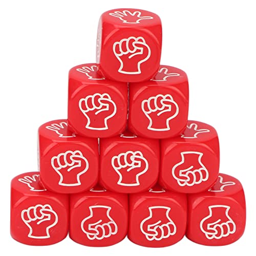 Fingerraten Spiel Würfel hellfarbener Bildungsluft Kunststoff 6 -seitig Würfel Set für Partyspiele und Schulaktivitäten 10pcs Rock Paper Scissors Muster Würfel Set (Rot) von plplaaoo