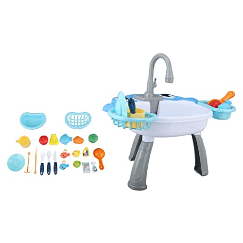 Kids Electric Fishing Tond Soft Edge Batterie betrieben interaktives Wassertischspielzeug für Kleinkinder Jungen und Mädchen Lernen mit bunten Fischen und Tieren Kunststoff (Haienfischerteich) von plplaaoo