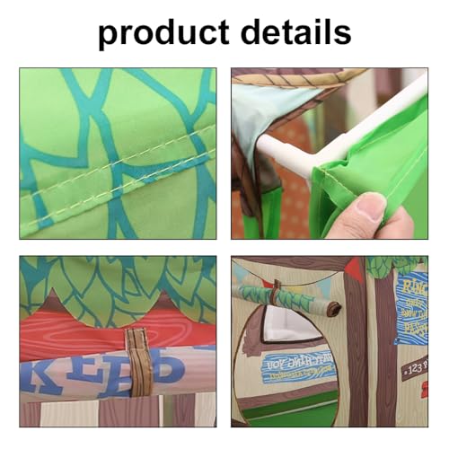 Kinder Spielen Zelt im Innenraum Kleiner Haus kompakt Größe Kinder Spielzimmer Spielzeugzelt mit Roll -up -Türfenster für Jungen Mädchen Heimspielzimmer Polyester 1.1x1.0x0.7m von plplaaoo