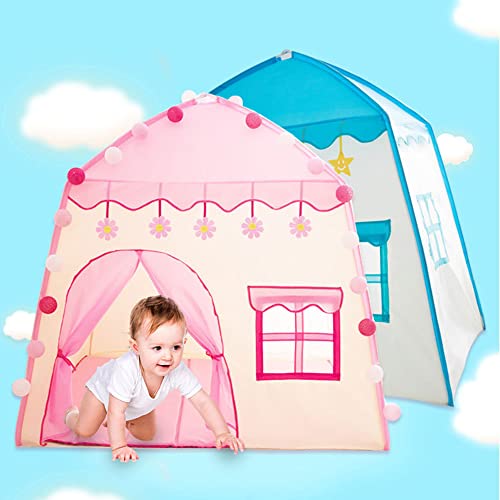 Kinder Spielen Zeltspielhouse für Mädchen Jungen im Freien im Freien Haltbar Oxford Stoff Kinder Spielen Haus mit Maschenfenstern geräumig 51,2 x 39,4 x 51,2 Zoll blau oder rosa (Blau) von plplaaoo