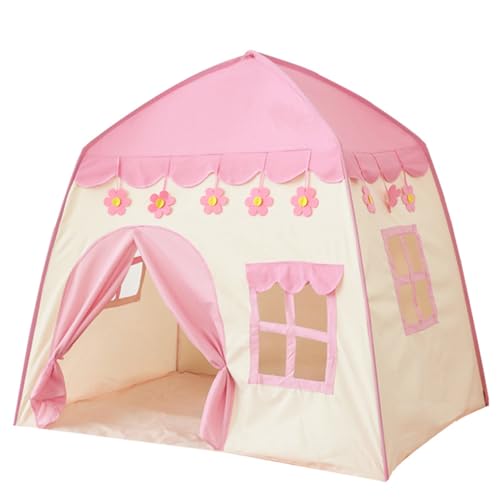 Kinder Spielen Zeltspielhouse für Mädchen Jungen im Freien im Freien Haltbar Oxford Stoff Kinder Spielen Haus mit Maschenfenstern geräumig 51,2 x 39,4 x 51,2 Zoll blau oder rosa (Rosa) von plplaaoo