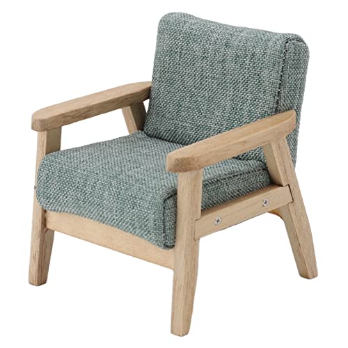 plplaaoo Puppenhauscouch, Puppenhaus Sofa im Maßstab 1:12, Puppenhaus Möbel Miniatursofa, Miniatur-Sesselsofa im Stil im für Puppenhaus-Wohnzimmer-Dekoration(Grau Grün) von plplaaoo