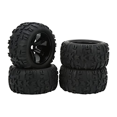 RC -Gummireifen Starke Polsterentwicklung Resistent Ersatzgummi -Reifen für Traxxas Maxx Arrma Kraton 1/8 1/10 RC -Auto Langlebige Kunststoffräder 4PCs (Schwarz) von plplaaoo