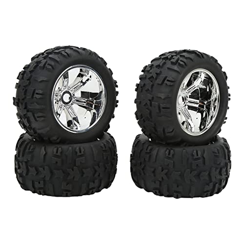 RC -Gummireifen Starke Polsterentwicklung Resistent Ersatzgummi -Reifen für Traxxas Maxx Arrma Kraton 1/8 1/10 RC -Auto Langlebige Kunststoffräder 4PCs (Silber) von plplaaoo