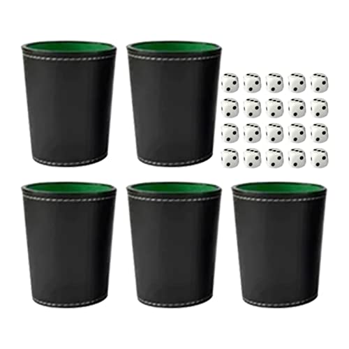 Würfelbecher, Würfelbecher-Set, Shake-Box, Shake-Box-Set, Würfel-Shaker-Box-Set, 5-teiliges PU-Leder-Würfelbecher-Set Mit 20 Punktwürfeln, Exquisites Handgefühl, Schwarze Shake-Box Für Die Bar zu von plplaaoo