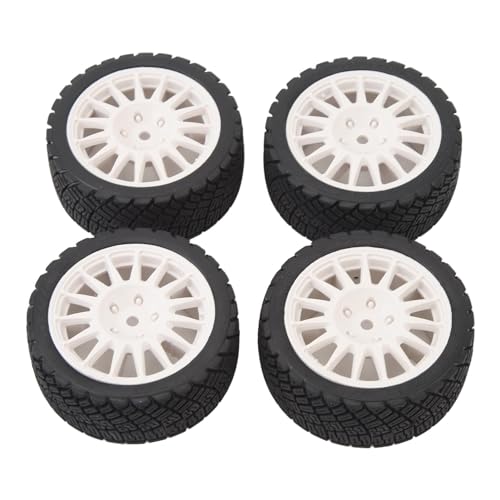 plplaaoo 1/10 RC Car Tire Plastic Rand Rim Gummi RC Autorad Reifen Ersatz Premium Dauerhafte Hochleistung für TT01 TT02 XV01 HSP 94123 94122 4PCS Set (Weiß) von plplaaoo