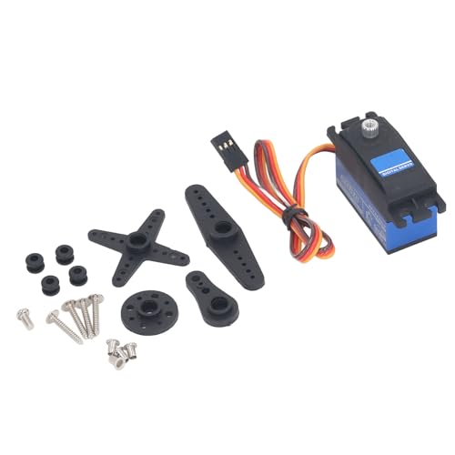 plplaaoo 20 kg RC Digitales Servo mit Arm Blue Metal Gear Hohe Drehmoment Genauer Bedienungsantrieb wasserdichtem Servomotor für 1/10 RC -Autoboot -Aluminiumlegierung 66G 40x20x28.3mm von plplaaoo