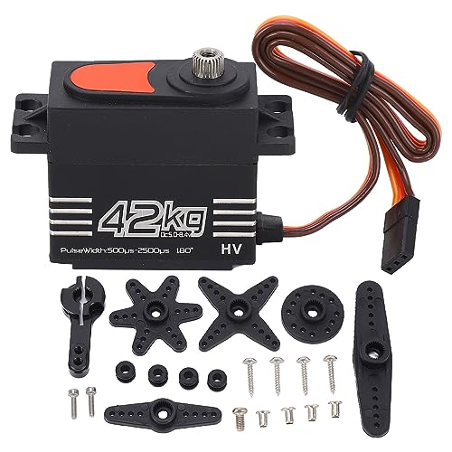 plplaaoo 42 kg digitales Servo hoher Drehmoment bürstenloser Motor -Metall -Metal -Zahnrad für 1/8 1/10 RC Crawler Roboter Aluminiumlegierung Black 90G 4x2x4.28 cm von plplaaoo