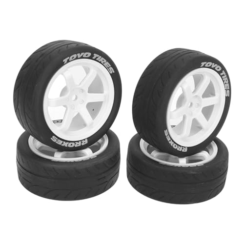 plplaaoo 4pcs 1/10 RC -Reifen Kunststoffkautschuk glatt stark oberflächendämpfende RC - Ersatz für TT01 TT02 (Weiß) von plplaaoo