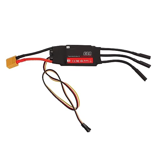 plplaaoo 60A RC bürstenloser ESC -Hochleistungs -32 -Bit -Prozessor Schnellreaktion Elektrischer Geschwindigkeitsregler für RC Fixed Flügeldrohne mit Mehreren Schutzbatterienlebenszeiten von plplaaoo