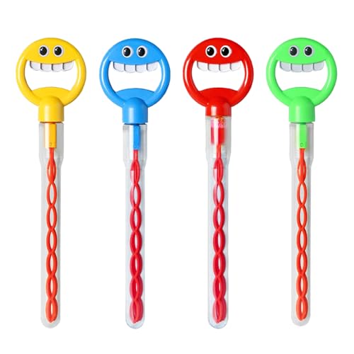 plplaaoo Bubble Zauberstab Spielzeug 4pcs Leckage Proof Plastik süßes Look Blasenstab Stick Outdoor Spaß für Kinderpartys rot gelbblaugrün von plplaaoo