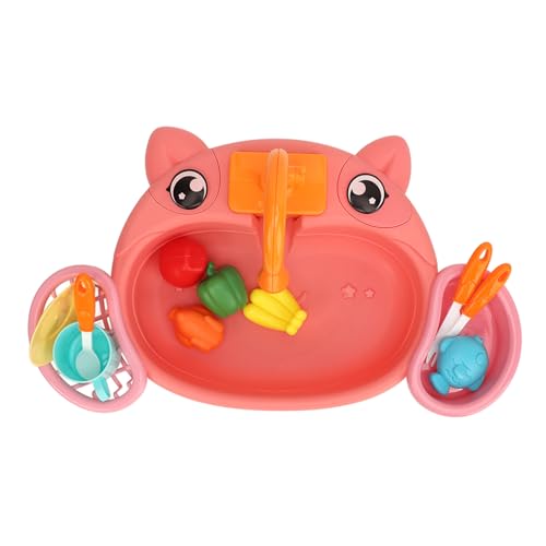 plplaaoo Elektrische Küchenspülmaschine Spielzeug Simulation Innovative zirkulierende Wasser Interaktives Kinderküchenspüle Spielzeug für Kinder präsentiert sichere umweltfreundliche (Rosenate) von plplaaoo
