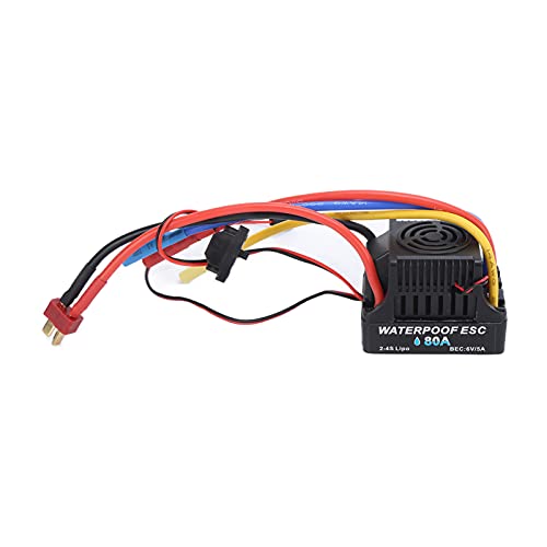 plplaaoo Elektronische Geschwindigkeit Controller 80A ESC wasserdichte bürstenfreie Wärme -Dissipation Esc für 1/8 RC -Auto -Kunststoff -Aluminiumlegierung elektronische Komponenten von plplaaoo