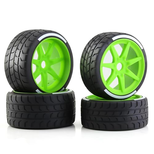 plplaaoo Fernbedienungsauto -Reifen Hochleistungs -Upgrade 17mm Rad HEX -Ersatz für ARMA 1/7 Verbrechen Modell GT RC Racing Drift Gummi 4pcs (Grün) von plplaaoo