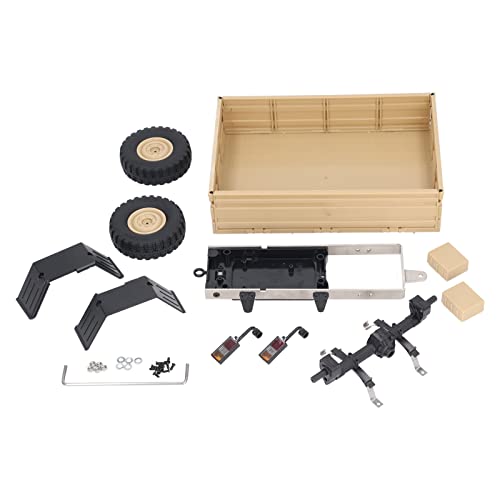 plplaaoo RC -Autoanhänger Fernbedienungs -Ladungsträger für P06 Unimog Modell RC -Auto Ersatzteile Zubehör Metallreifen DIY Kit Fein Arbeit Kunststoff Edelstahl 21.6x14.6x6cm (Gelb) von plplaaoo