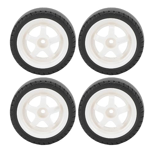 plplaaoo RC -Autoradreifen 4pcs Langlebiger Schlupf -Profit -Gummireifen mit Kunststoffnabe zum Driftrennen verbessert Griff und Stabilität für AE86 RC -Automodelle 3,3 cm Durchmesser 1,2 (Weiß) von plplaaoo