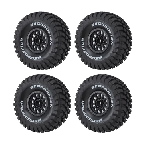 plplaaoo RC-Autoreifen, Hochleistungs-Reifen aus langlebigem Gummi-Kunststoff mit Felgen und hervorragender Haftung und Dämpfung für Mojave UDR 1/7 Short Trucks, Schwarz, 4 Stück von plplaaoo