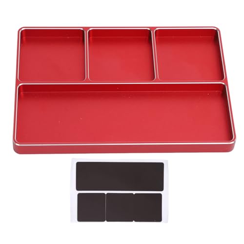 plplaaoo RC Reparaturschraubblech Aluminiumlegierung Magnetpad 4 Gitter Organisator für RC -Autos Flugzeuge langlebige leichte Kompaktgröße 128x90x9.5mm (Rot) von plplaaoo