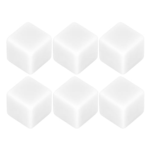 plplaaoo würfel Set 6PCs Rechtswinkel Kunststoff hexaaeders Würfel für DIY Crafts Brettspiele Mathematikunterricht Klassenzimmer Party Spaß (Weiß) von plplaaoo
