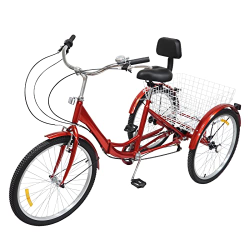 Dreirad für Erwachsene, 24 Zoll 7 Gang Klappbar 3 Räder Fahrrad mit Einkaufskorb und Rückenlehne, Tragfähigkeit 120kg, Höhenverstellbar 96,5-115cm, für Senioren Dreirad für Erwachsene, 24 Zoll 7 Gang Klappbar 3 Räder Fahrrad mit Einkaufskorb und Rückenlehne, Tragfähigkeit 120kg, Höhenverstellbar 96,5-115cm, für Senioren von pochcicou
