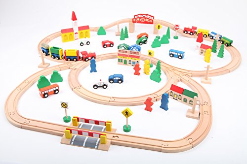 point-kids Eisenbahn-Set aus Holz - 100 Teile von point-kids