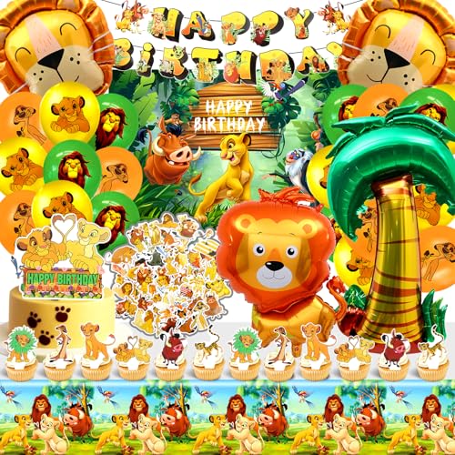 100 Stück Löwen Geburtstagsdeko, Löwen Deko, Löwen Tortendeko, Löwe Ballon, Geburtstags Banner, Tischdecke, Aufkleber, Geeignet für Kindergeburtstage und Mottoparty Dekorationen 100 Stück Löwen Geburtstagsdeko, Löwen Deko, Löwen Tortendeko, Löwe Ballon, Geburtstags Banner, Tischdecke, Aufkleber, Geeignet für Kindergeburtstage und Mottoparty Dekorationen von polrsgh