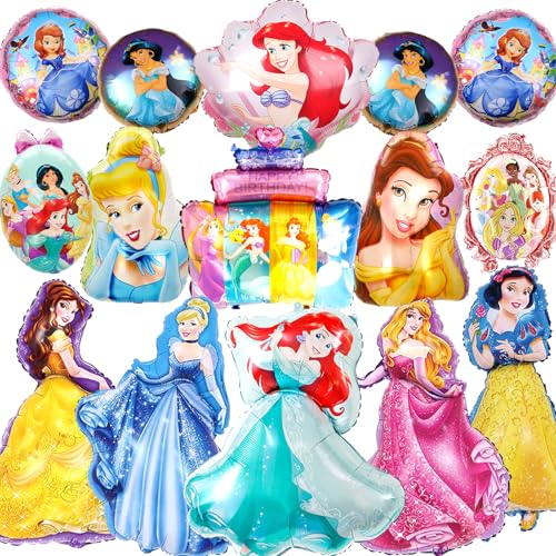 15 Stück Folienballon Prinzessin, Prinzessin Geburtstagsdeko, Prinzessin Geburtstag, Prinzessin Dekoration, Mädchen Geburtstag Deko, Geeignet für Mädchengeburtstage und Mottopartys von polrsgh