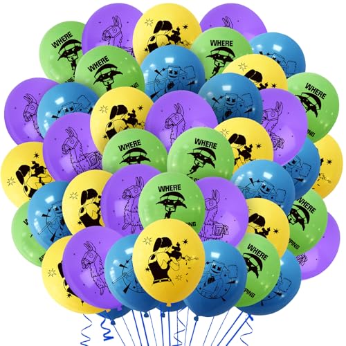 polrsgh Fortni Ballons, 48 Stück, Gelb, Blau, Lila, Grün, Kindergeburtstagsballons, Dekoration für Kindergeburtstage, Unisex-Kinder polrsgh Fortni Ballons, 48 Stück, Gelb, Blau, Lila, Grün, Kindergeburtstagsballons, Dekoration für Kindergeburtstage, Unisex-Kinder von polrsgh