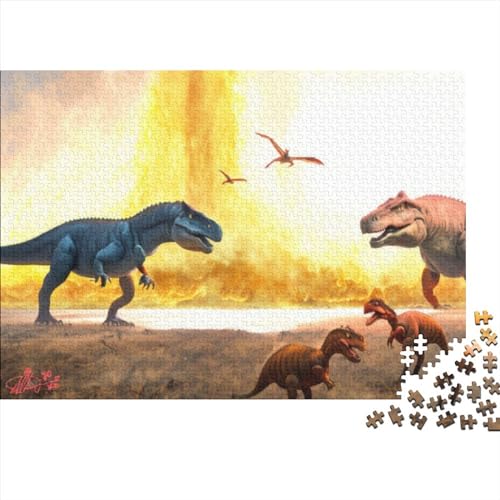 Dinosaurier-Welt-Vulkanausbruch-Puzzle, 500 Teile, Erwachsene, lustiges Spielzeug, Intellektuelles Spiel, Bildungsspiel, Heimdekoration, Intelligenz, 500 Teile (52 x 38 cm) von ponnyc