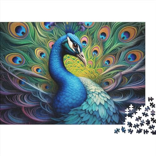 Pfau 1000 Teile Puzzle für Erwachsene, lustiges Dekorationsspielzeug, Bildungsspiel, Spielzeug, Intellektuelles Spiel, Entspannung und Intelligenz, 1000 Stück (75 x 50 cm) von ponnyc