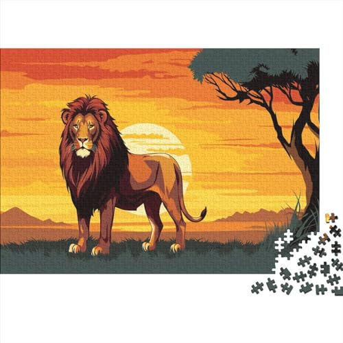 Puzzle „Löwen bei Sonnenuntergang“, 1000 Teile, für Erwachsene, lustiges Spielzeug, Intellektuelles Spiel, Bildungsspiel, Entspannung und Intelligenz, 1000 Teile (75 x 50 cm) von ponnyc