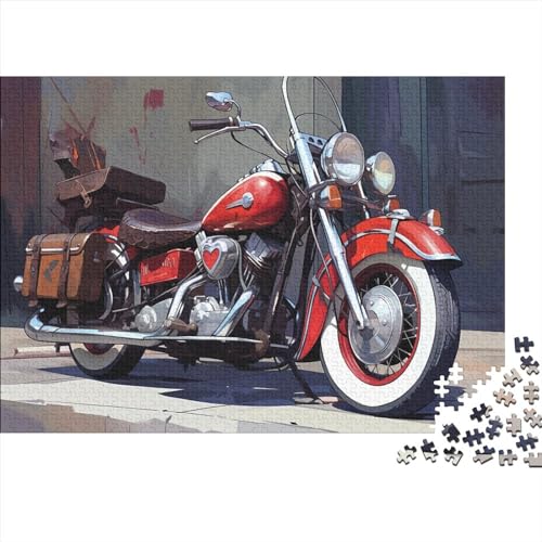 Vintage-Motorrad-Puzzle, 1000 Teile, für Erwachsene, lustiges Spielzeug, Denkspiel, Spielzeug, Bildungsspiel, Herausforderung, pädagogisch, 1000 Teile (75 x 50 cm) von ponnyc