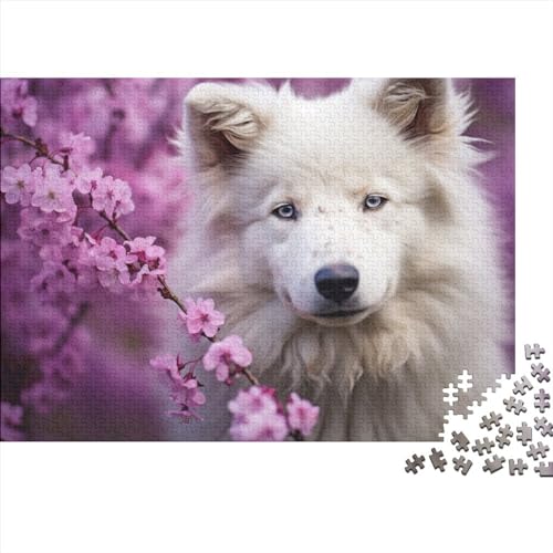 Weißes Schäferhund-Puzzle für Erwachsene, unterhaltsam, 1000 Teile, Spielzeug, Denkspiel, Lernspiel, hochwertig und langlebig, 1000 Teile (75 x 50 cm) von ponnyc