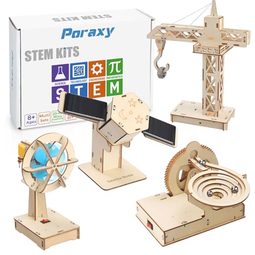 Poraxy - 4 in 1 STEM Kit, STEM-Projekte für Kinder von 8-12 Jahren, 3D-Holzpuzzle, Konstruktionsspielzeug, handwerkliches Wissenschaftsmodell-Set, Geschenk für Jungen und Mädchen im Alter von 8 Jahren Poraxy - 4 in 1 STEM Kit, STEM-Projekte für Kinder von 8-12 Jahren, 3D-Holzpuzzle, Konstruktionsspielzeug, handwerkliches Wissenschaftsmodell-Set, Geschenk für Jungen und Mädchen im Alter von 8 Jahren von poraxy
