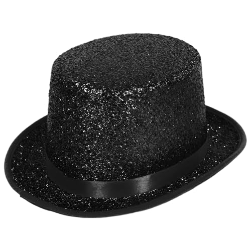 powerking Top Hüte für Männer Frauen Erwachsene, Glänzendes Kostüm Magier Hut Tuxedo Hut Viktorianische Weihnachten Topper Hüte Fancy Kleid Party Headwear Zubehör,Schwarz von powerking