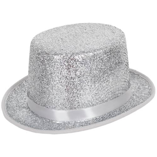 powerking Top Hüte für Männer Frauen Erwachsene, Glänzendes Kostüm Magier Hut Tuxedo Hut Viktorianische Weihnachten Topper Hüte Fancy Kleid Party Headwear Zubehör,Silber powerking Top Hüte für Männer Frauen Erwachsene, Glänzendes Kostüm Magier Hut Tuxedo Hut Viktorianische Weihnachten Topper Hüte Fancy Kleid Party Headwear Zubehör,Silber von powerking